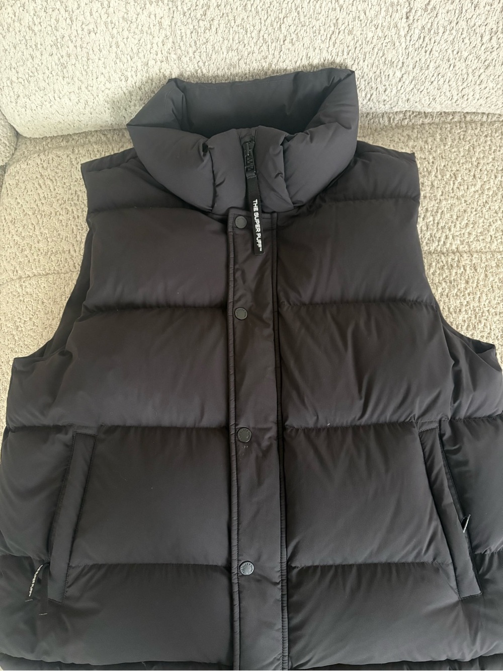Aritzia Black Quilted Puffer Vest with High Neck